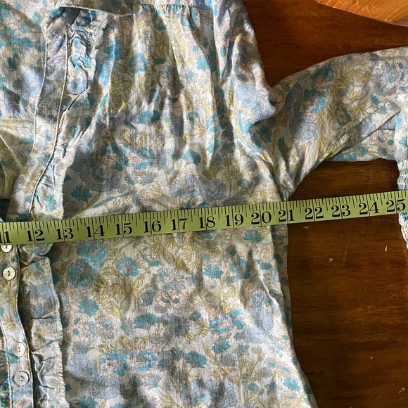 Free People Wild Gardenia Floral Ruffle Tunic Button Down Shirt Blouse S Small - Picture 7 of 12